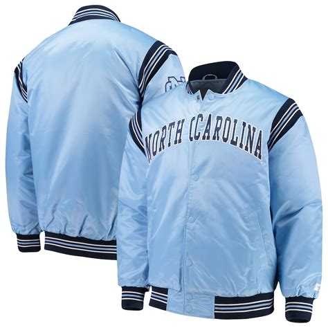 Men's Starter Carolina Blue North Carolina Tar Heels The Enforcer Satin Full-Button Jacket