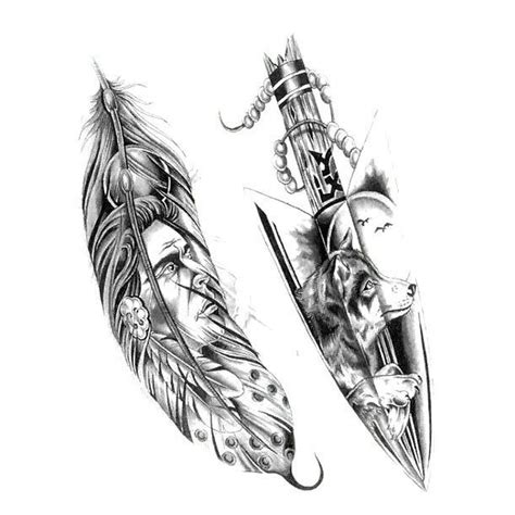 53 American indian feather tattoo designs With Creative Desiign | In ...