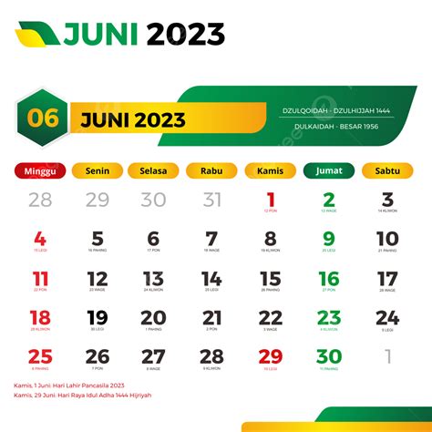 Kalender 2023 Juni Lengkap Dengan Tanggal Merah Cuti Bersama Jawa Dan Hijriyah, Kalender Juni ...