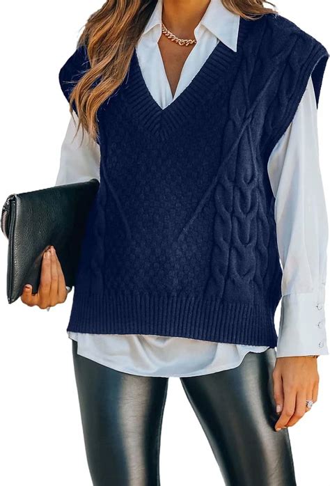 Elegancity Donna Maglia Maglione Gilet Senza Maniche Scollo A V ...