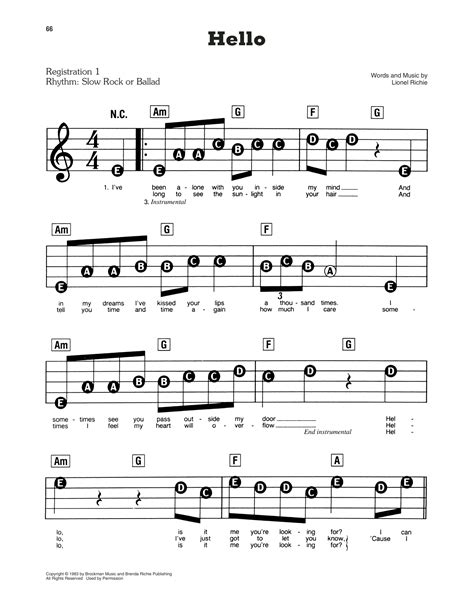 Hello Sheet Music | Lionel Richie | E-Z Play Today