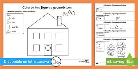 Hojas de actividad: figuras geométricas para colorear