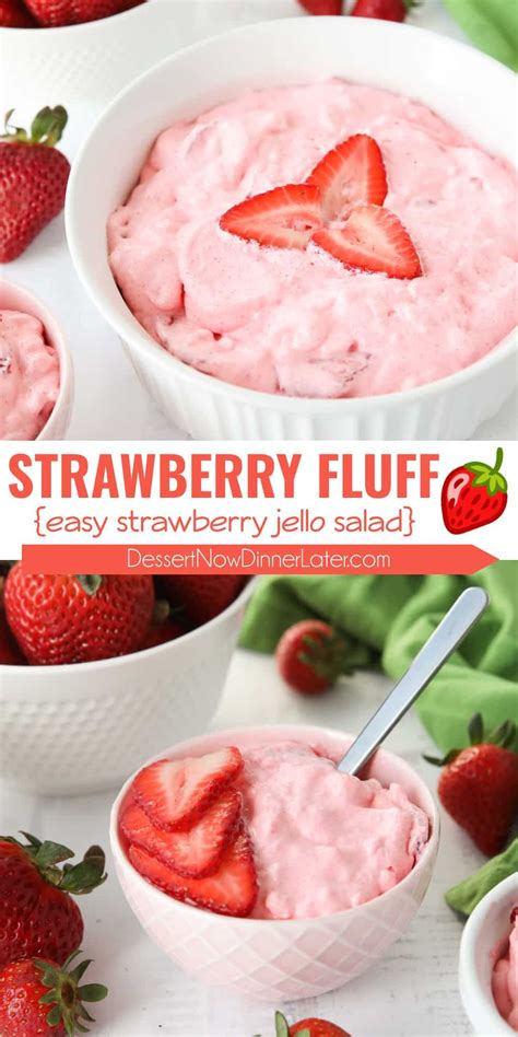 Strawberry Fluff | Dessert Now Dinner Later | Strawberry jello salad, Jello salad, Strawberry fluff