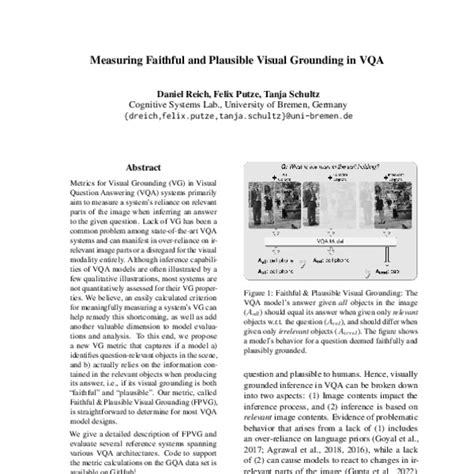 Measuring Faithful and Plausible Visual Grounding in VQA - ACL Anthology