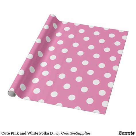 Cute Pink and White Polka Dot Pattern Wrapping Paper | Zazzle.com | Polka dot pattern, Cute pink ...