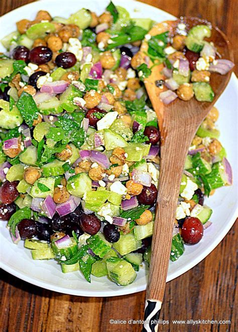 spicy garbanzo beans cucumbers red onions & grapes | Easy bean recipes, Bean salad recipes ...