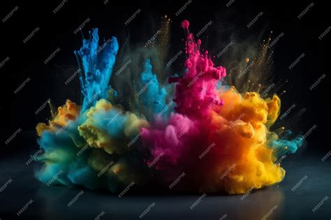 Premium AI Image | A colorful explosion of powder is shown in this image.