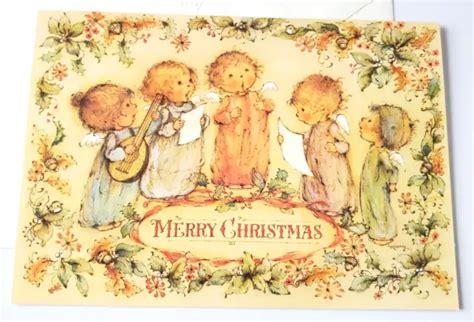 VINTAGE CHRISTMAS CARD Three cute angels singing signed Eve Rockwell Unused+env $6.50 - PicClick