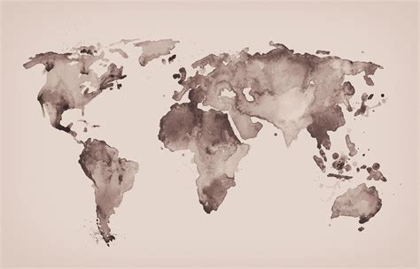 Wallpaper Mural - World map in sepia - Photo Wallpaper