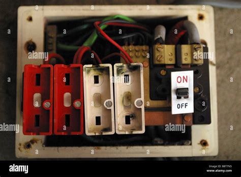 old style consumer unit electrical wire fuse box Stock Photo - Alamy