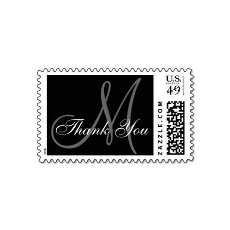 Elegant Monogram (Black White) Wedding Thank You Stamp - Luxury Wedding Invites