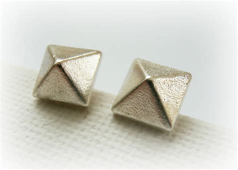 Pyramid Stud Earrings Sterling Silver Small Silver Stud