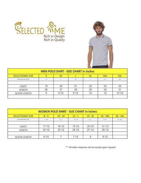 Polo Shirt Sizing Chart