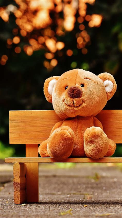 Cute Teddy Bear Park Bench 4K Ultra HD Mobile Wallpaper | Orsacchiotti ...