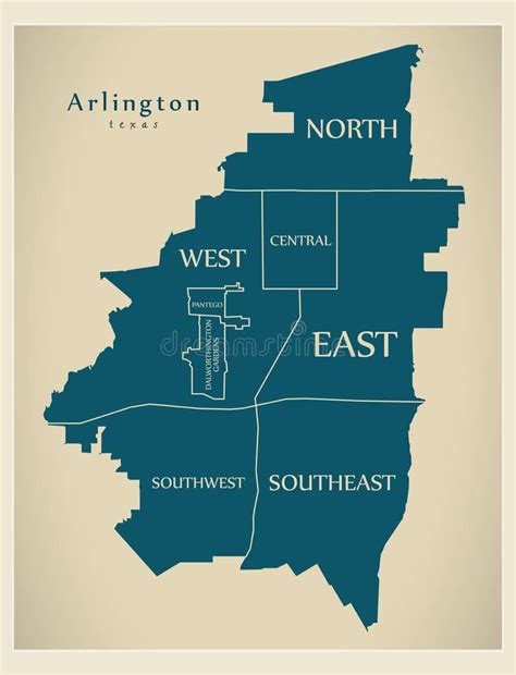 Modern City Map - Arlington Texas City of the USA with Neighborhoods ...