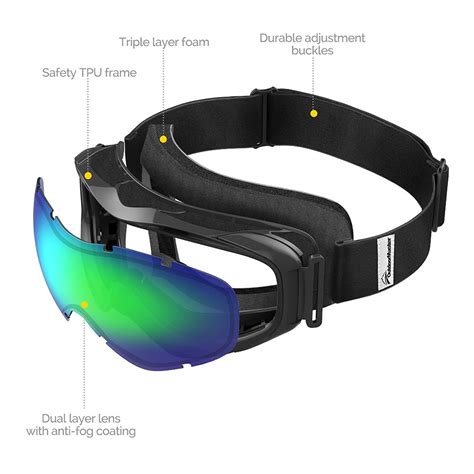 OutdoorMaster OTG Ski Goggles - Over Glasses Ski/Snowboard Goggles for Men, Women & Youth - 100% ...