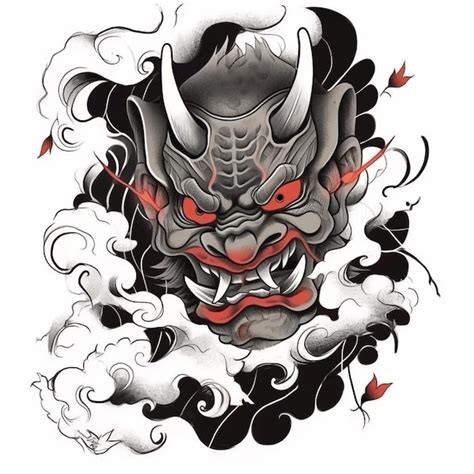 Premium AI Image | a close up of a tattoo of a demon with red eyes ...