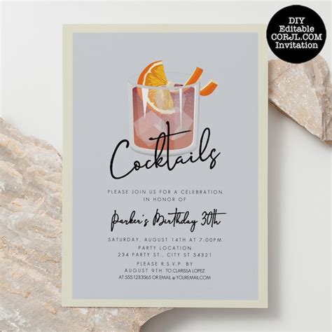 Minimalist Cocktail Party Invitations, Housewarming Party Invitations, Corjl Invitations ...