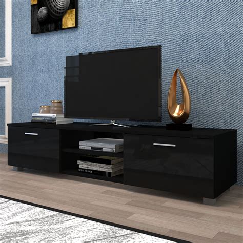 Black Modern TV Stand for 70 Inch TV Stands, Media Console ...