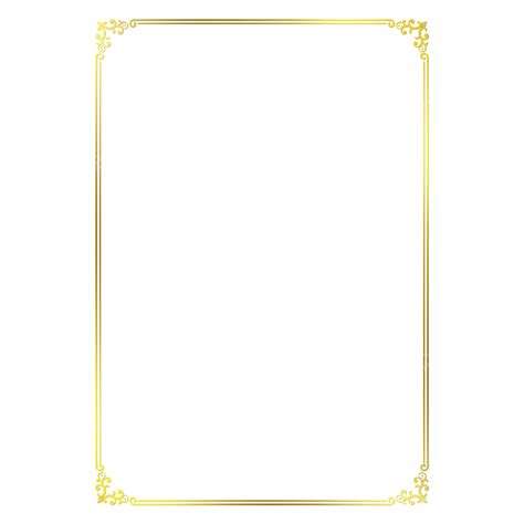 A4 Floral Golden Swirl Ornate Corner Border, A4 Border, Borders, Simple Border PNG Transparent ...