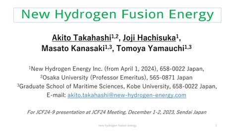 (PDF) New Hydrogen Fusion Energy