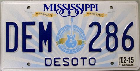 2015 Mississippi License Plate (DEM 286)