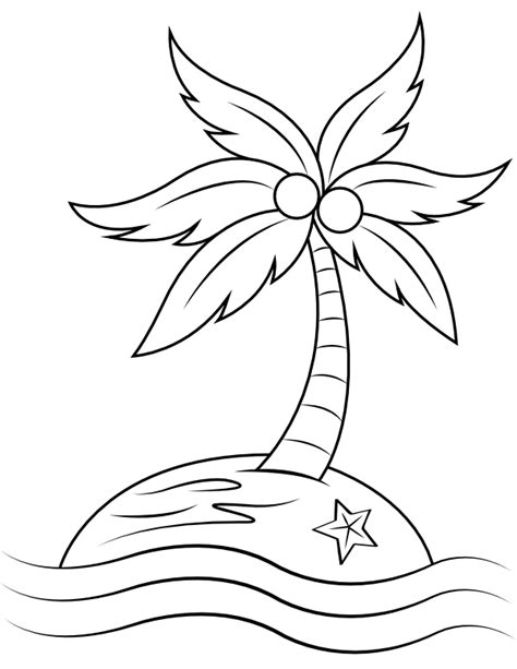 Printable Deserted Island Coloring Page