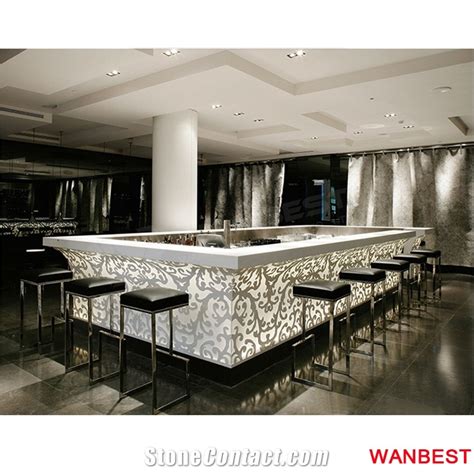 Modern Design Carved Led Nightclub Bar Counter with Stools Restaurant ...