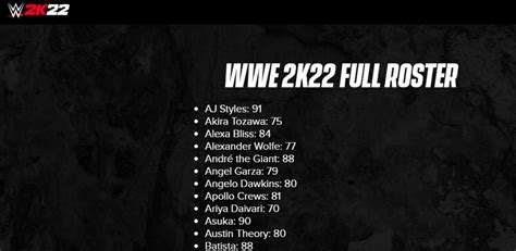 Wwe 2k22 new roster list 2022 wwe 2k22 roster release date – Artofit