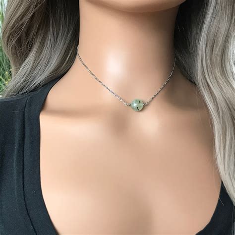 12mm Prehnite Necklace Prehnite Choker Prehnite Jewelry | Etsy