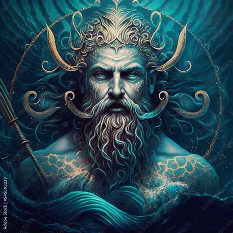 Poseidon Greek God of the Ocean Neptune Roman Stock Illustration ...