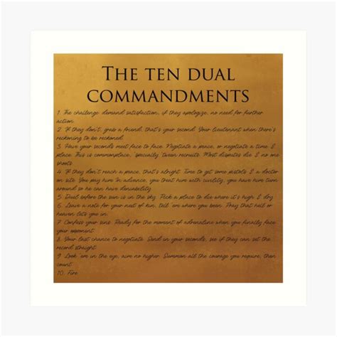 Ten Duel Commandments Wall Art | Redbubble