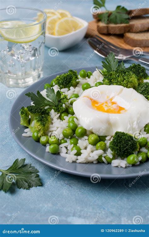 White Rice with Green Vegetables Stock Image - Image of broccoli, meal ...