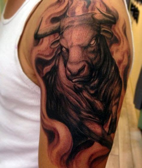 Aggressive Bull Tattoo On Leg photo - 4 | Taurus tattoos, Bull tattoos ...