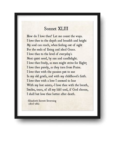 Elizabeth Barrett Browning How Do I Love Thee Sonnet 43 - Etsy | Elizabeth barrett, Elizabeth ...