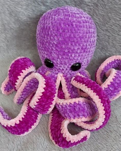 Crochet Octopus Plush, Kawaii Octopus Plush, Purple Octopus. | Octopus crochet pattern, Crochet ...