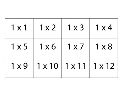 Multiplication Facts Flash Cards Printable