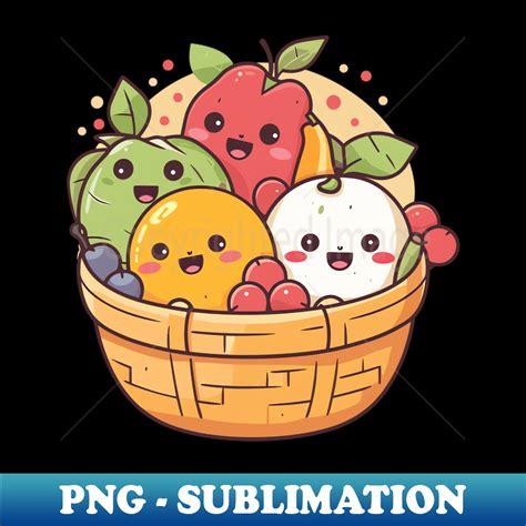 Fruit Basket Happy Kawaii Cute Fruits - PNG Transparent Digi - Inspire ...