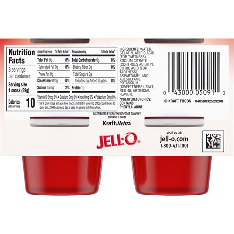 Jello Sugar Free Jello Cup Nutrition – Runners High Nutrition