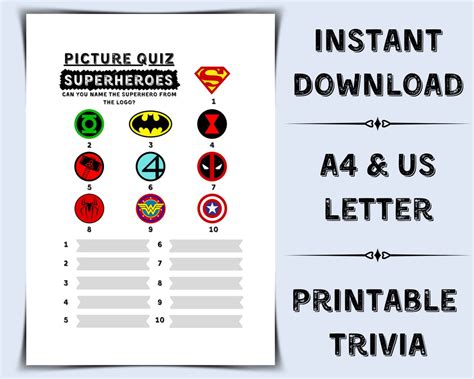 Printable Superhero Logo Picture Quiz Pub Quiz Picture Round Superhero ...