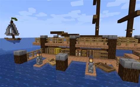 Functional boat dock and storage. I love the new barrels! : Minecraft