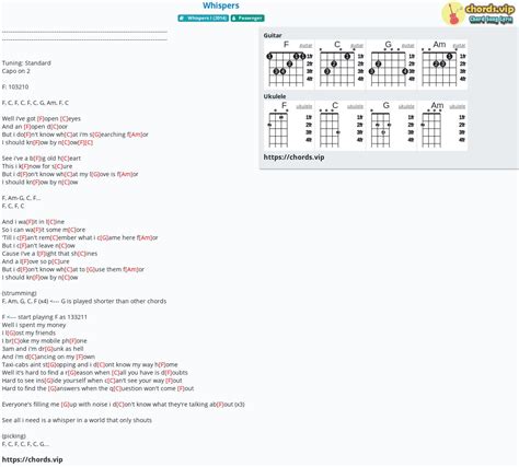 Chord: Whispers - Passenger - tab, song lyric, sheet, guitar, ukulele | chords.vip