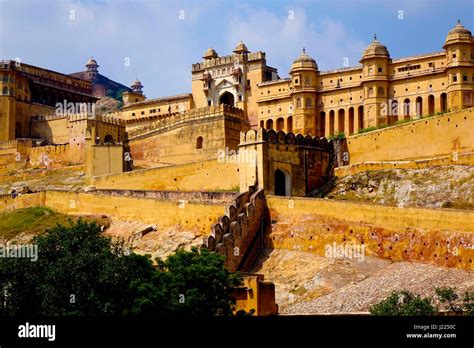 Amer Fort exterior, Jaipur, Rajasthan, India. Amber, or Amer, derives ...