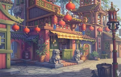 China town, Alex Shatohin on ArtStation at http://www.artstation.com ...