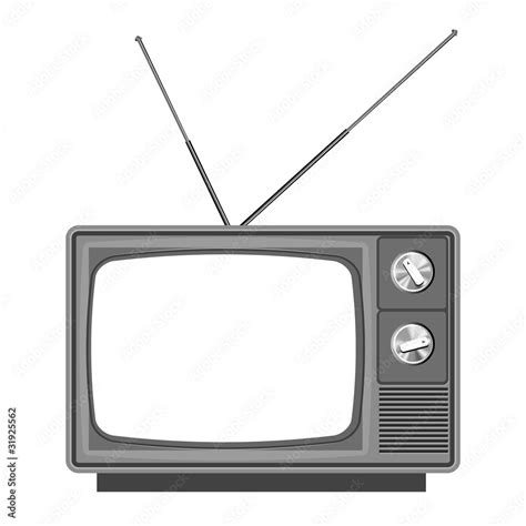 Old tv - television with blank screen Stock Vector | Adobe Stock