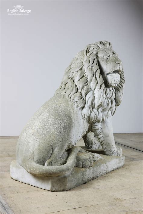 French antique marble sitting lion statue