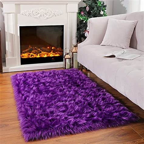 BENRON Super Soft Faux Sheepskin Fur Living Room Rug, Luxury Fluffy ...