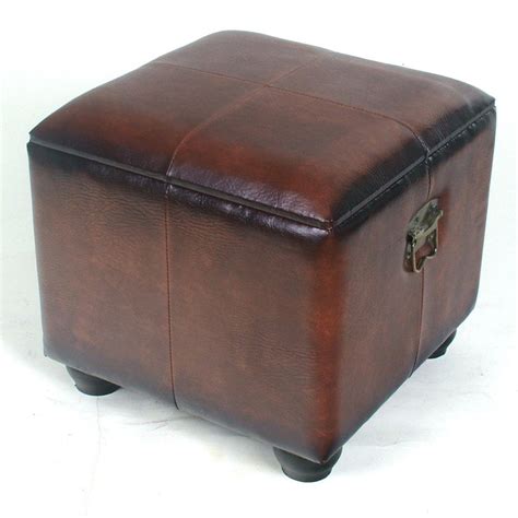 International Caravan Istanbul Rustic Brown Faux Leather Storage Ottoman at Lowes.com