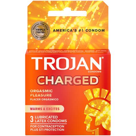 Trojan Charged Lubricated Condoms, 3ct - Walmart.com