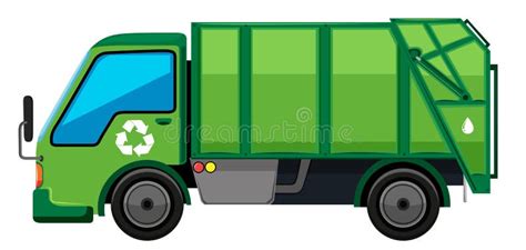 Garbage Truck In Green Color Stock Vector - Image: 68861201